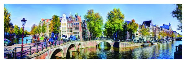 Singel Amsterdam Panorama op canvasdoek