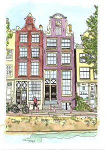 ACRAMS22209 Brouwersgracht Amsterdam Acryl Watercolor Painting