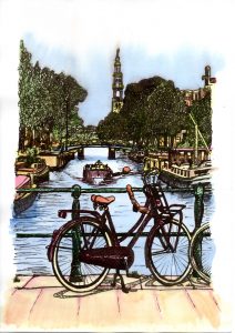ACRAMS22415 Prinsengracht Amsterdam Acryl Watercolor Painting