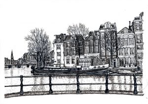 FLDAMS2316 Amstel Amsterdam Fine Line Drawing