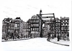 FLDAMS2318 Staalstraat Amsterdam Fine Line Drawing