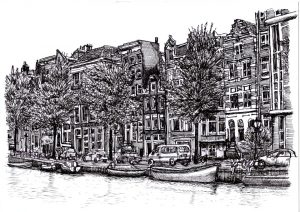 FLDAMS2320 Keizersgracht Amsterdam Fine Line Drawing