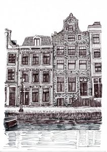 FLDAMS2302 Groengracht Amsterdam Fine Line Drawing