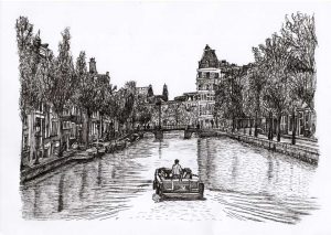 FLDAMS2346 Staalstraat Amsterdam Fine Line Drawing