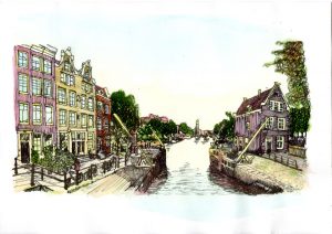 ACRAMS2305 Schans Amsterdam Acryl Watercolor Painting