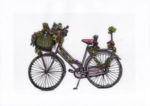ACRAMS2342 Flower Bike Amsterdam Acryl Watercolor Painting