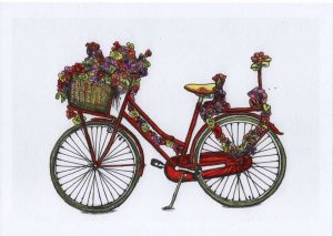 ACRAMS23168 Flower Bike Amsterdam Acryl Watercolor Painting