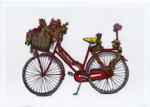 ACRAMS23145 Flower Bike Amsterdam Acryl Watercolor Painting