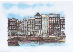 ACRAMS23193 Amstel Amsterdam Acryl Watercolor Painting