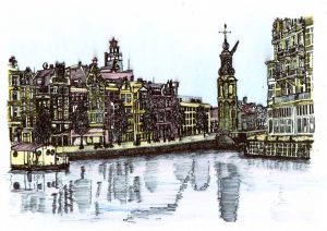 ACRAMS22338 Amstel Amsterdam Acryl Watercolor Painting
