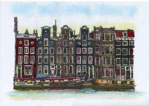 ACRAMS23214 Amstel Amsterdam Acryl Watercolor Painting