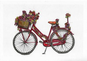 ACRAMS23303 Flower Bike Amsterdam Acryl Watercolor Painting