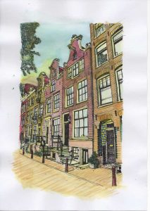 ACRAMS238 Jordan Area Amsterdam Acryl Watercolor Painting
