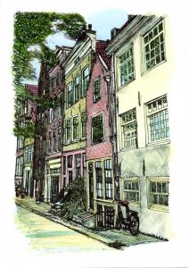 ACRAMS22291 Innercity Amsterdam Acryl Watercolor Painting